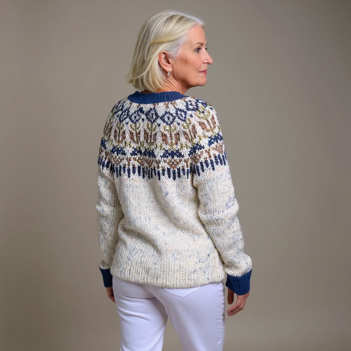 NOOR | WOMEN'S FAIR ISLE CARDIGAN SWEATER WOOL KNIT PATTERNED 2
