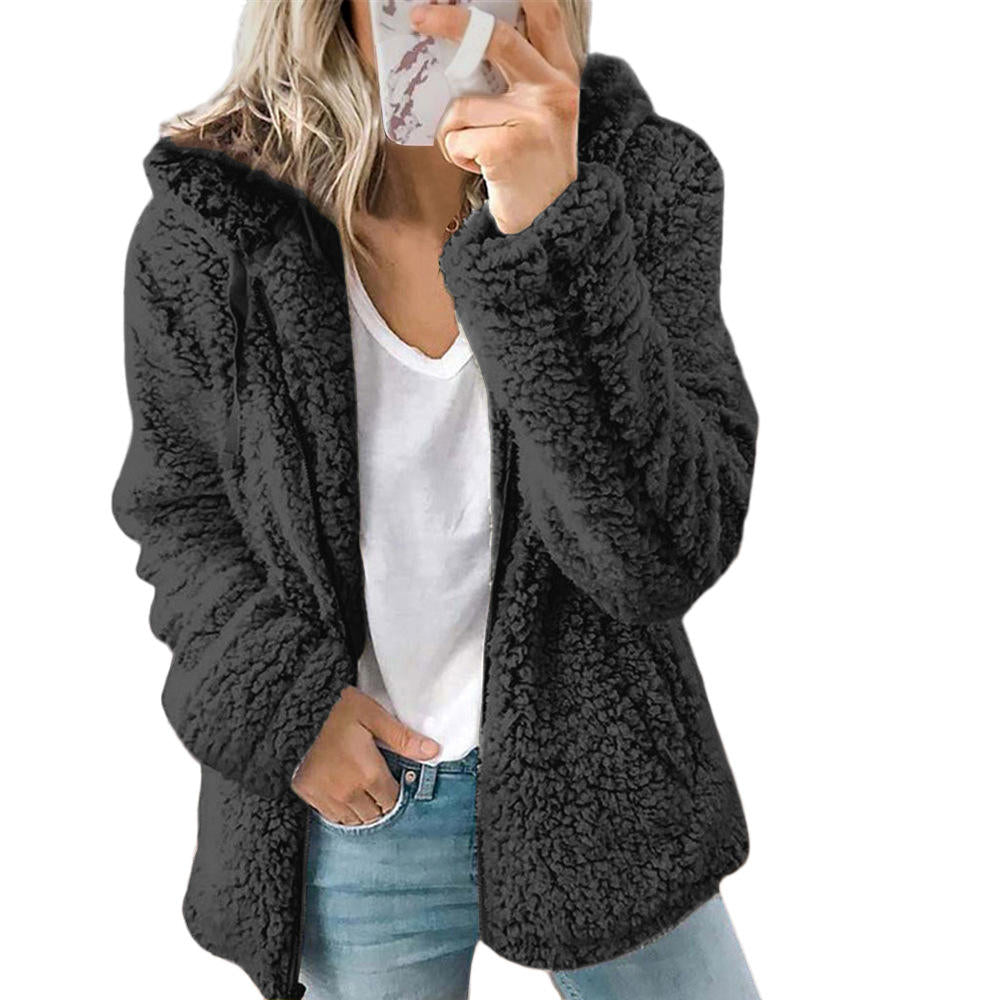OCEANE | WOMEN'S FUZZY JACKET TEDDY SHERPA HOODED FLEECE 3