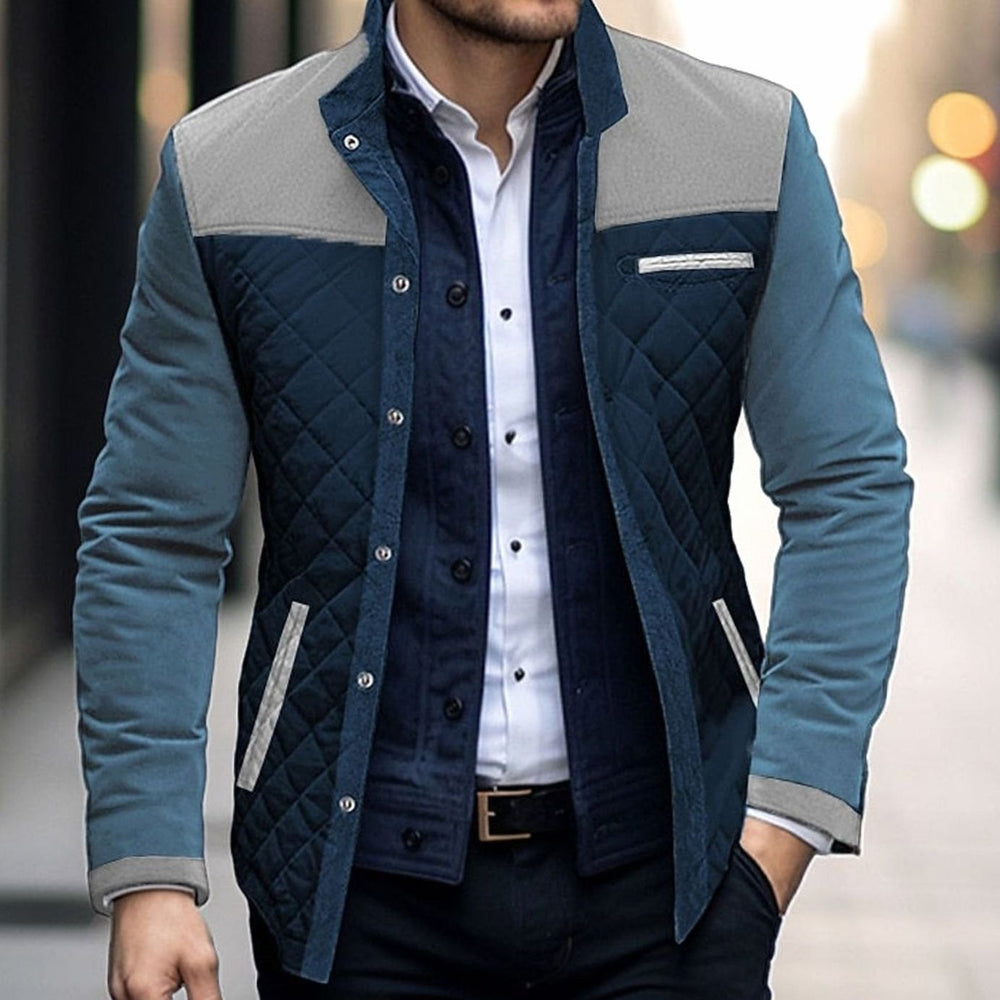 Men's Color Block Quilted Jacket – Khaki