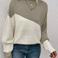 ODALIE | WOMEN'S COLOR BLOCK SWEATER OVERSIZED CREW NECK