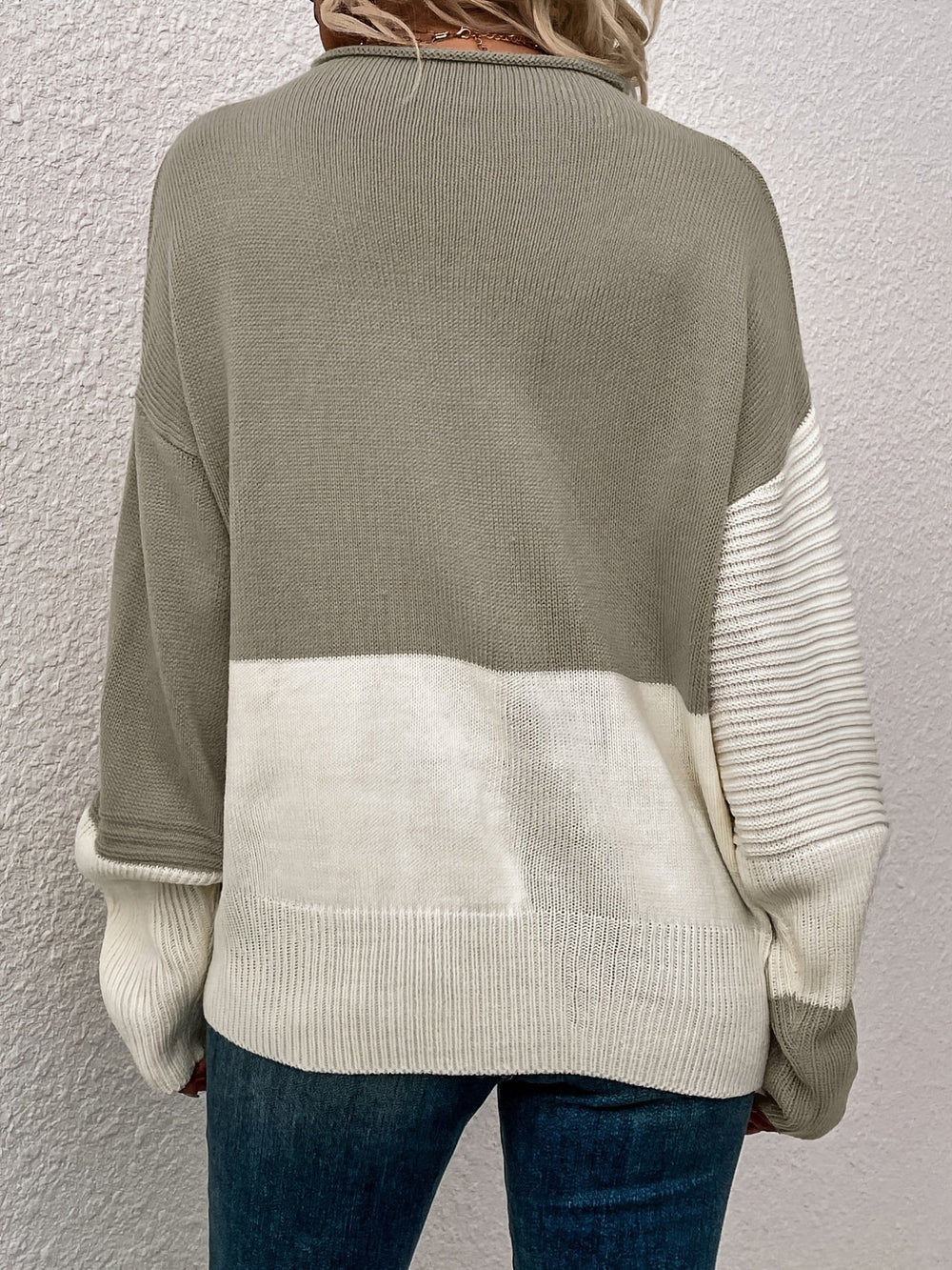ODALIE | WOMEN'S COLOR BLOCK SWEATER OVERSIZED CREW NECK 2
