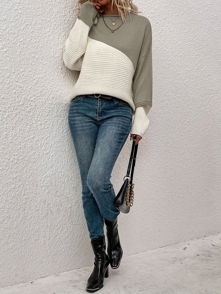 ODALIE | WOMEN'S COLOR BLOCK SWEATER OVERSIZED CREW NECK 3