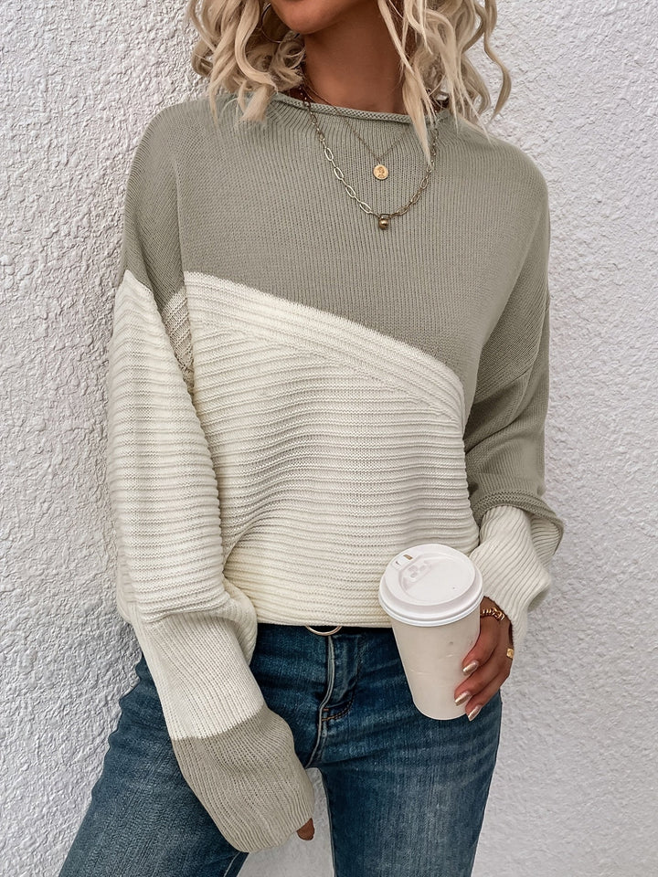 ODALIE | WOMEN'S COLOR BLOCK SWEATER OVERSIZED CREW NECK 4