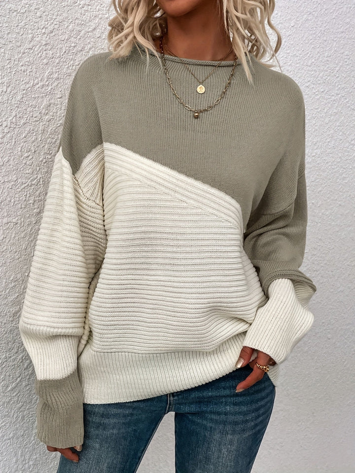 ODALIE | WOMEN'S COLOR BLOCK SWEATER OVERSIZED CREW NECK 5