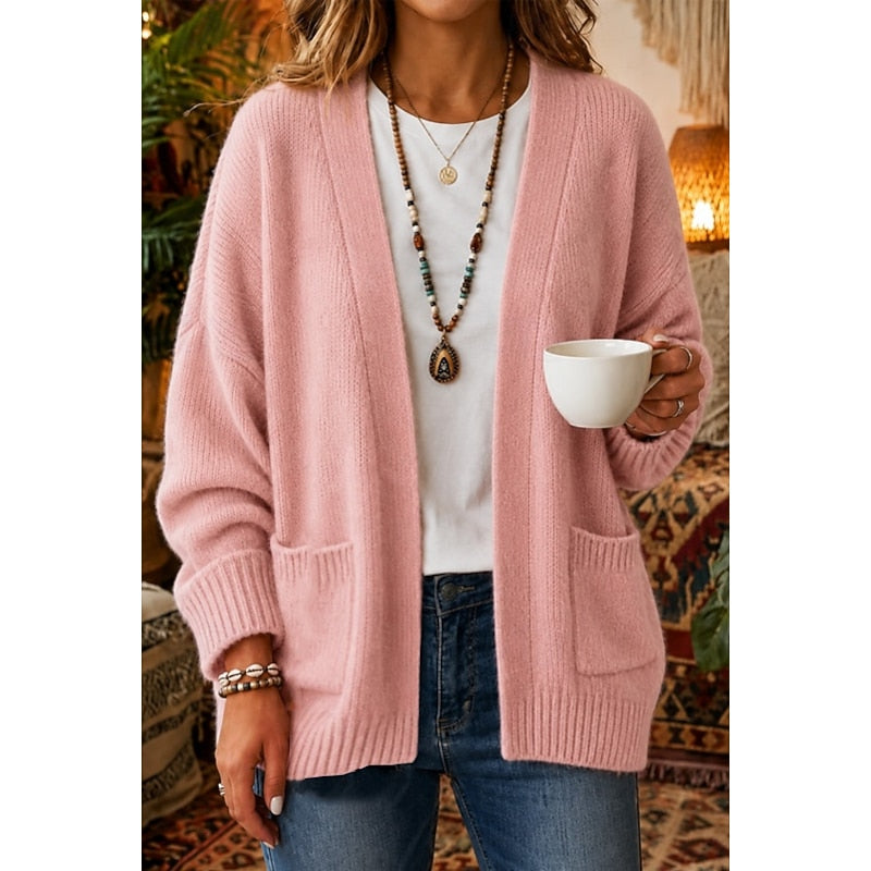 ODETTA | WOMEN'S CHUNKY KNIT OPEN FRONT POCKET CARDIGAN 1