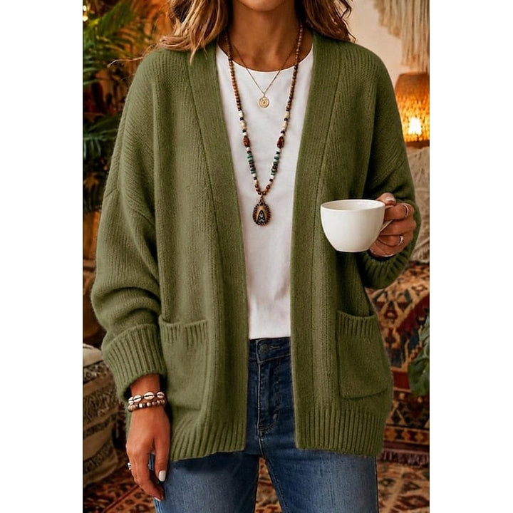 ODETTA | WOMEN'S CHUNKY KNIT OPEN FRONT POCKET CARDIGAN 3