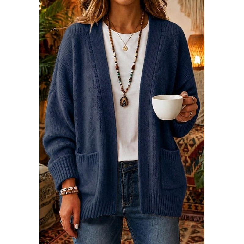 ODETTA | WOMEN'S CHUNKY KNIT OPEN FRONT POCKET CARDIGAN 4