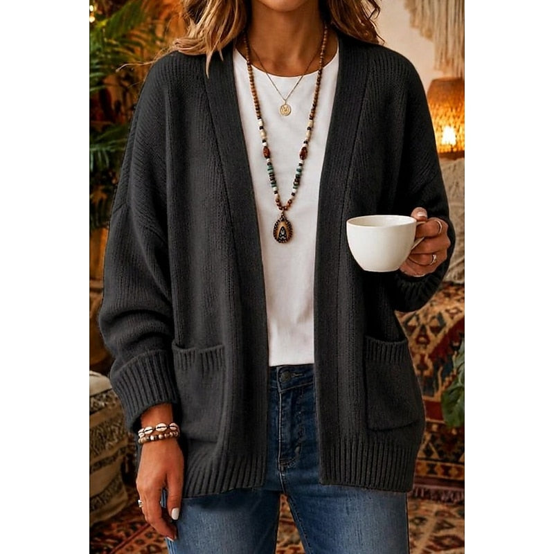 ODETTA | WOMEN'S CHUNKY KNIT OPEN FRONT POCKET CARDIGAN 5