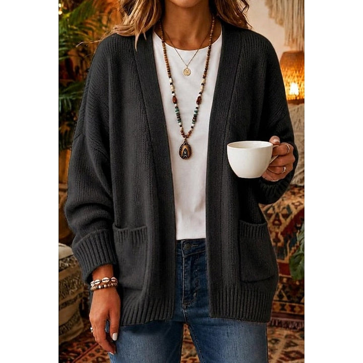 ODETTA | WOMEN'S CHUNKY KNIT OPEN FRONT POCKET CARDIGAN 5