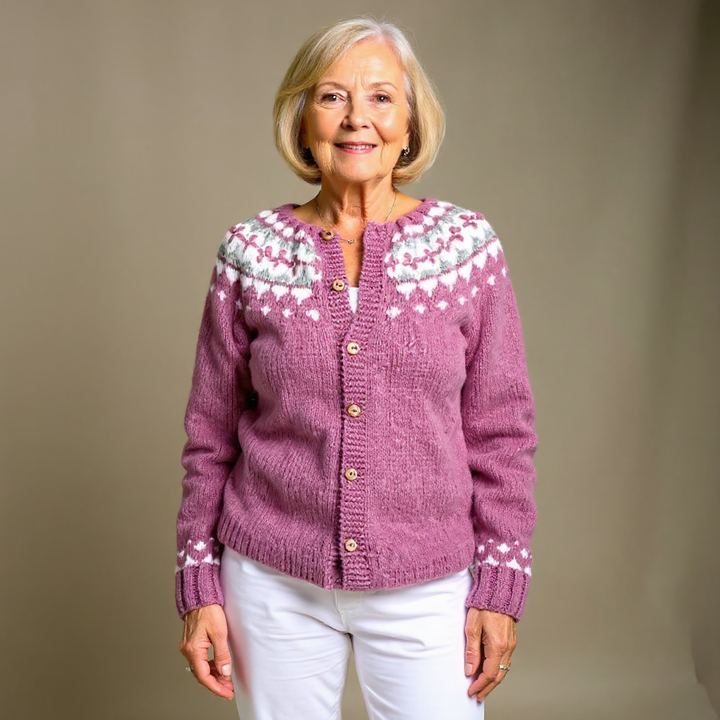 OLGA | WOMEN'S FAIR ISLE CARDIGAN SWEATER WINTER KNIT BUTTON 3