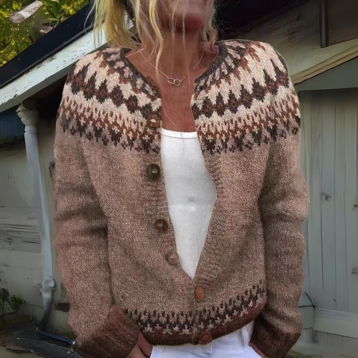 OONA | WOMEN'S FAIR ISLE CARDIGAN SWEATER WOOL KNIT PATTERNED 1