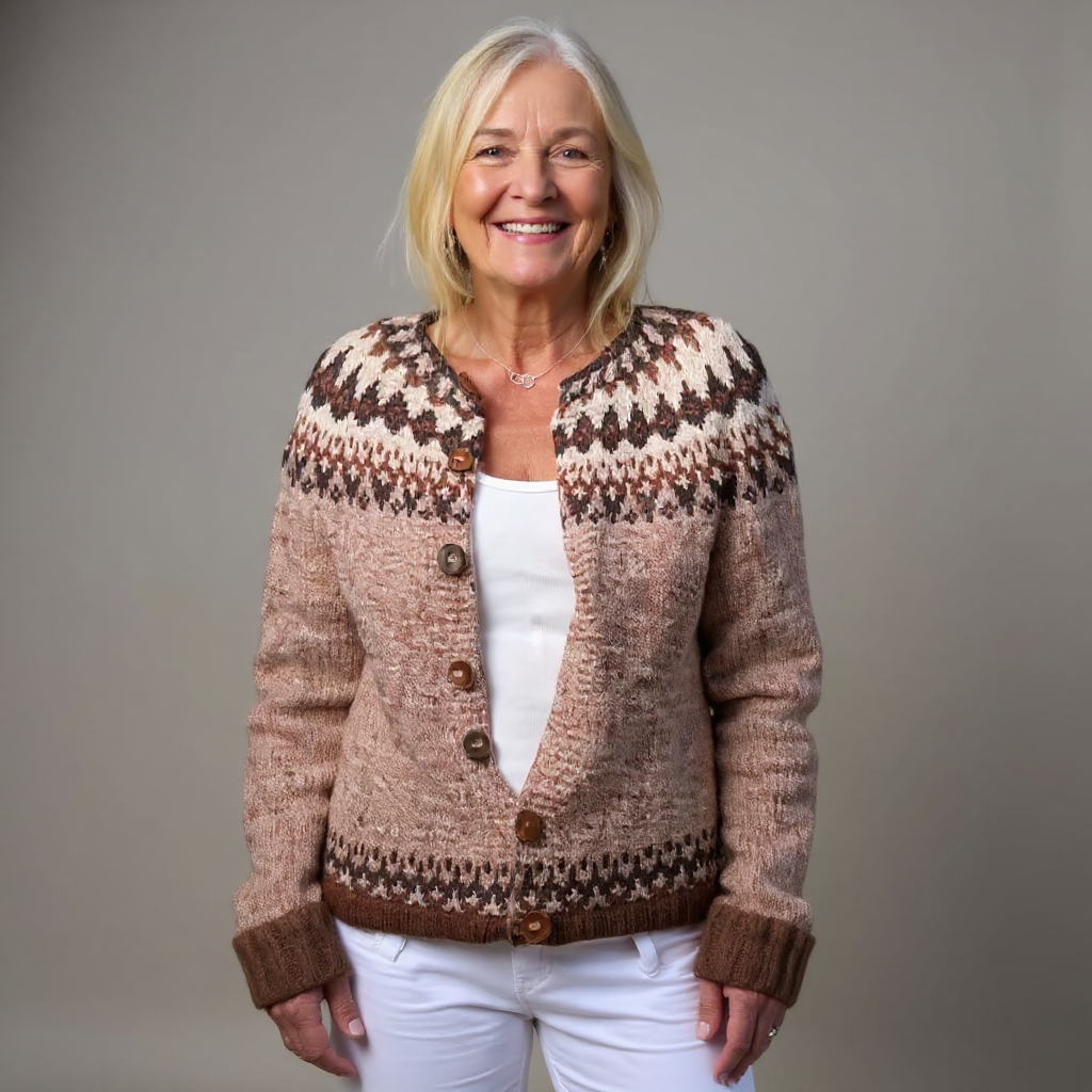 OONA | WOMEN'S FAIR ISLE CARDIGAN SWEATER WOOL KNIT PATTERNED 3