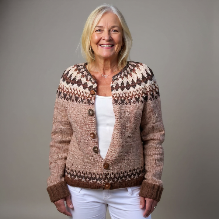 OONA | WOMEN'S FAIR ISLE CARDIGAN SWEATER WOOL KNIT PATTERNED 3