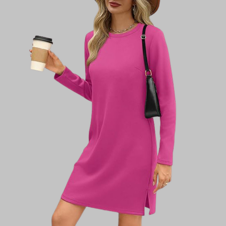 Ophelia - Casual Long Sleeve Crew Neck Fall Mini Dress 10