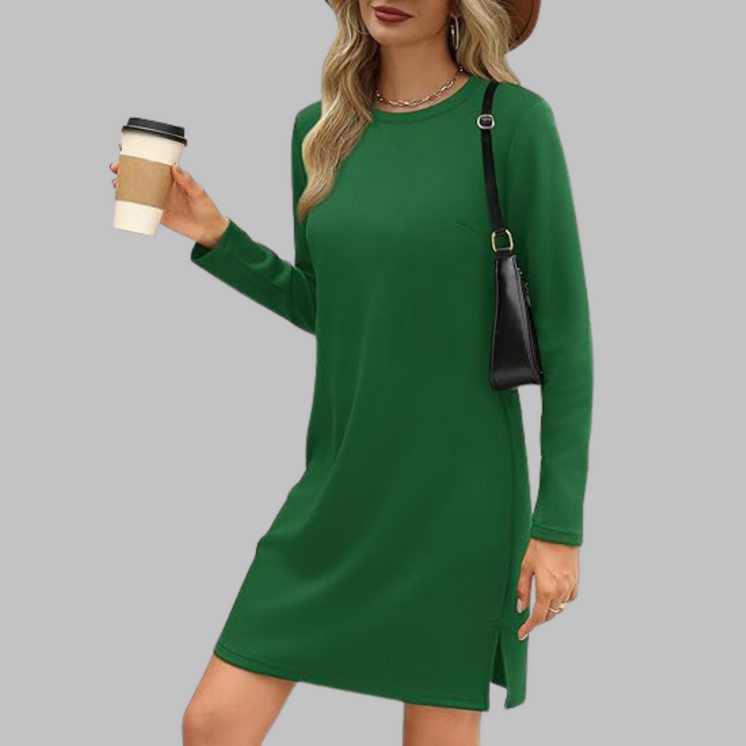 Ophelia - Casual Long Sleeve Crew Neck Fall Mini Dress 3