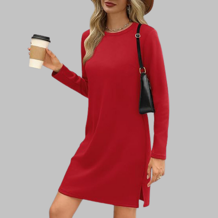 Ophelia - Casual Long Sleeve Crew Neck Fall Mini Dress 5