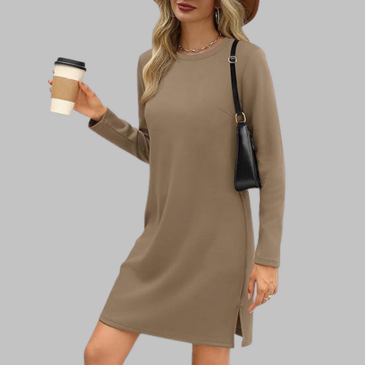 Ophelia - Casual Long Sleeve Crew Neck Fall Mini Dress 6