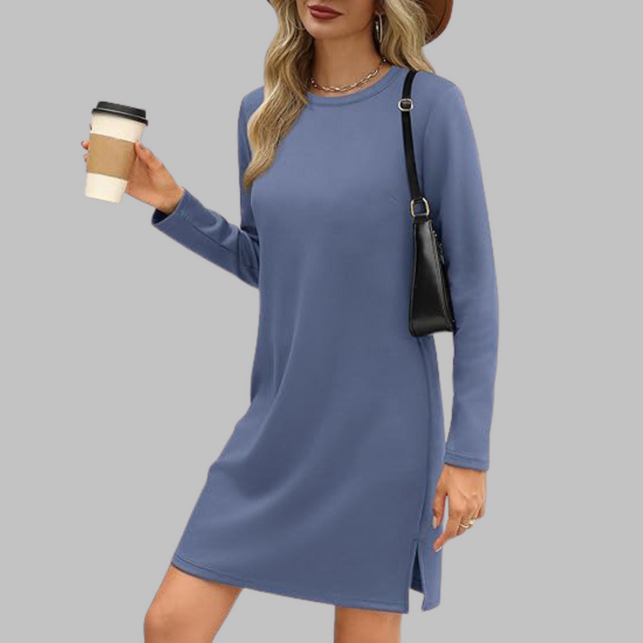 Ophelia - Casual Long Sleeve Crew Neck Fall Mini Dress 9