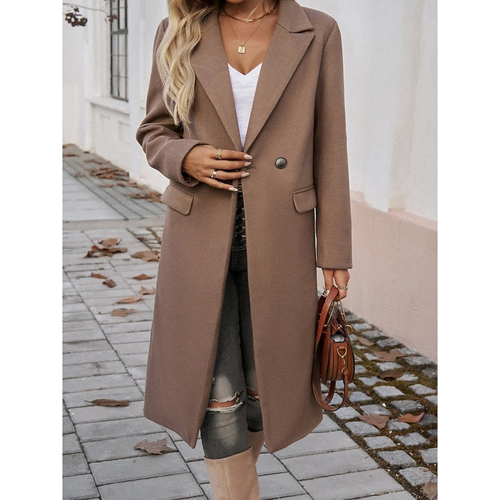 Women's Wool-Blend Long Overcoat – Detail View