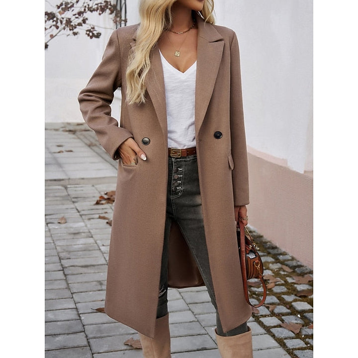 Women's Wool-Blend Long Overcoat – Detail View