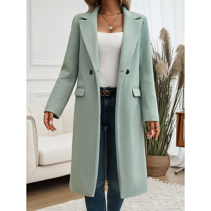 Women's Wool-Blend Long Overcoat – Green