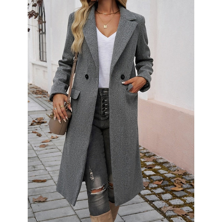 Women's Wool-Blend Long Overcoat – Detail View