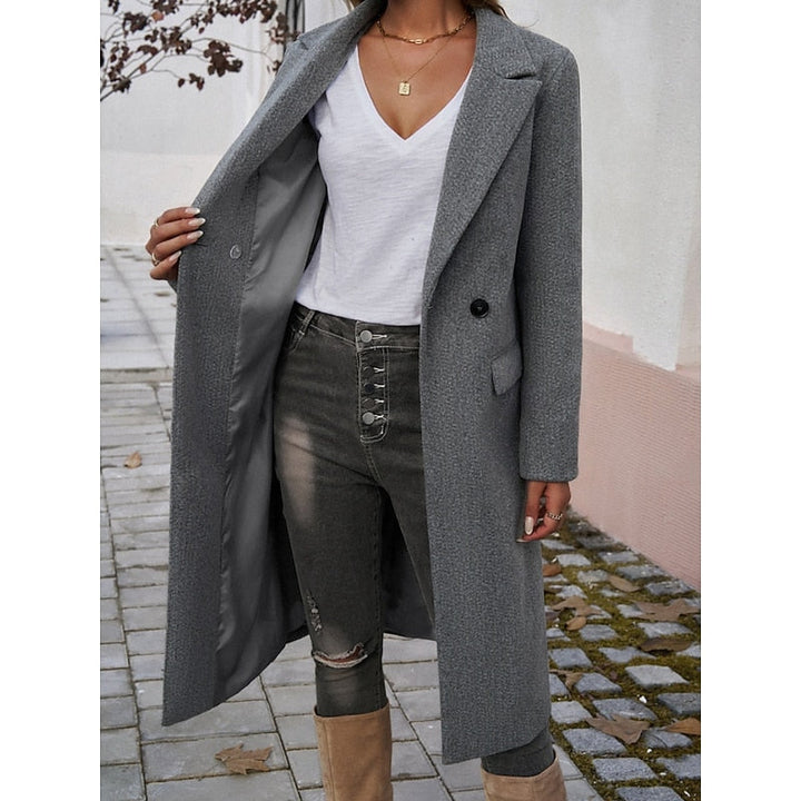 Women's Wool-Blend Long Overcoat – Detail View