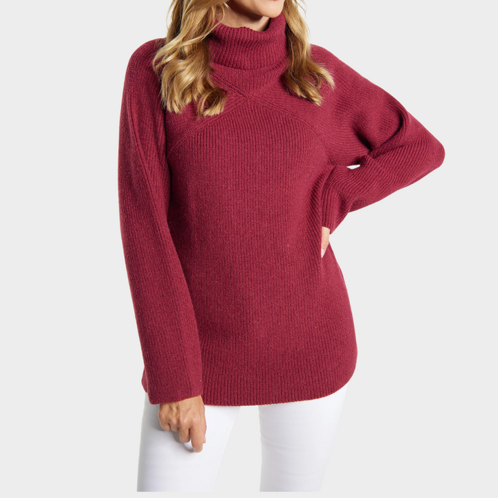Women's Ribbed Turtleneck Knit Sweater – White
