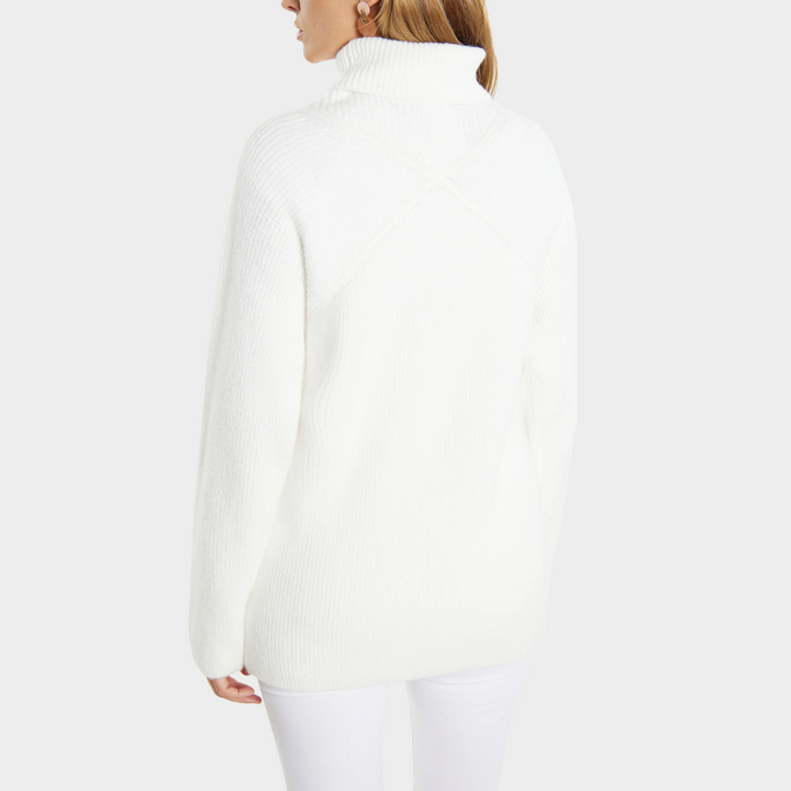 Women's Ribbed Turtleneck Knit Sweater – Detail View