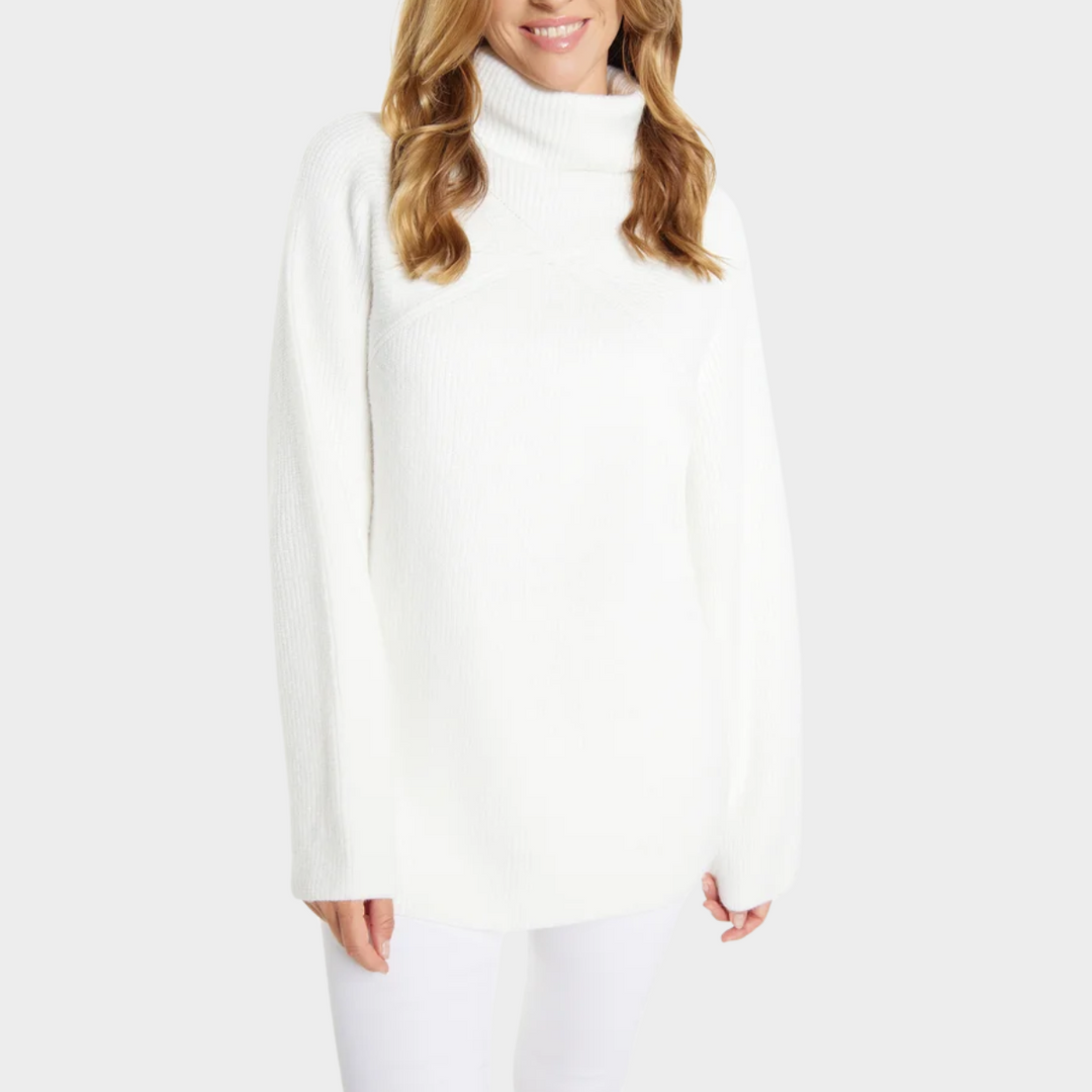 Women's Ribbed Turtleneck Knit Sweater – Detail View