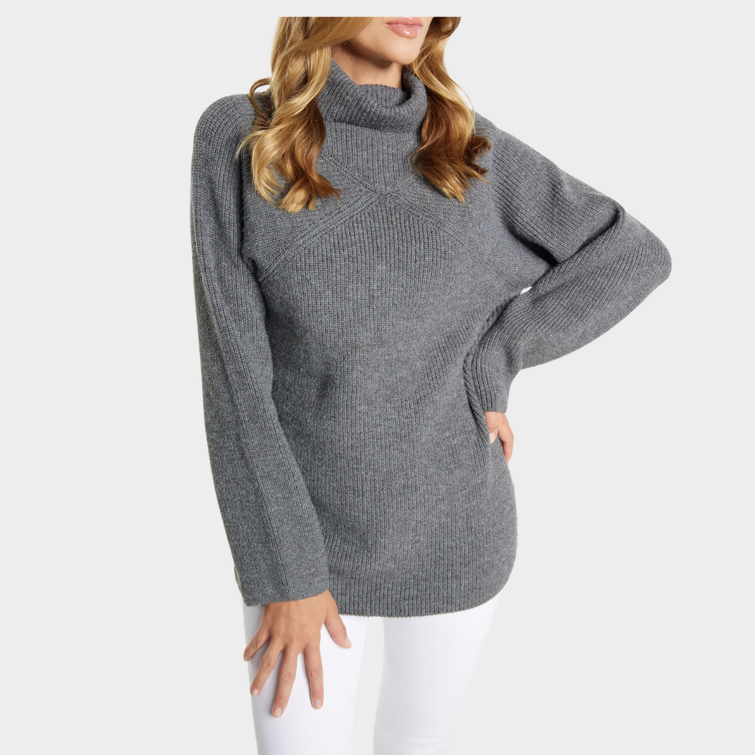 Women's Ribbed Turtleneck Knit Sweater – Detail View