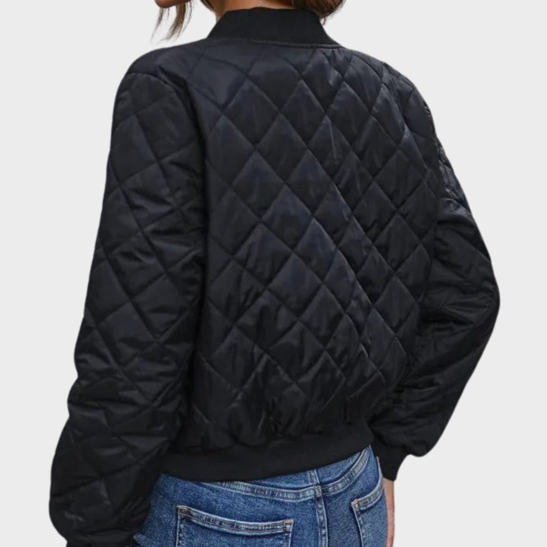 Women's Quilted Bomber Jacket – Detail View