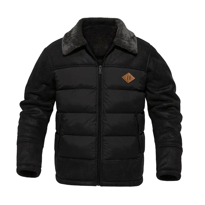 Men's Sherpa Lined Faux Leather Jacket – Detail View