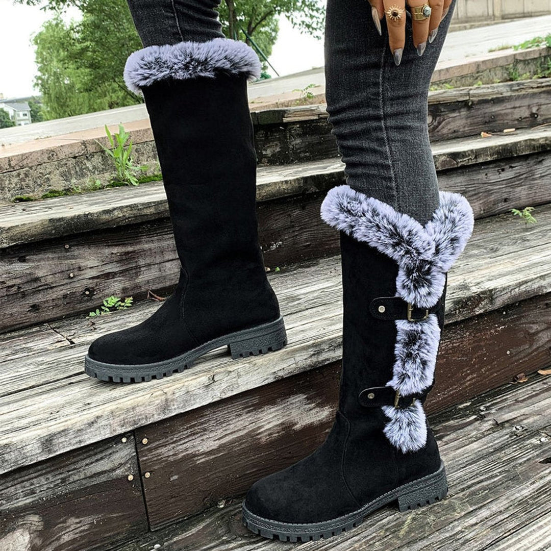 PERRETTE | WOMEN'S FUR TRIM KNEE HIGH BOOTS 10