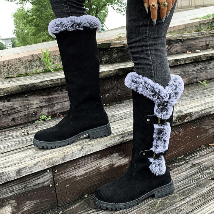 PERRETTE | WOMEN'S FUR TRIM KNEE HIGH BOOTS 10
