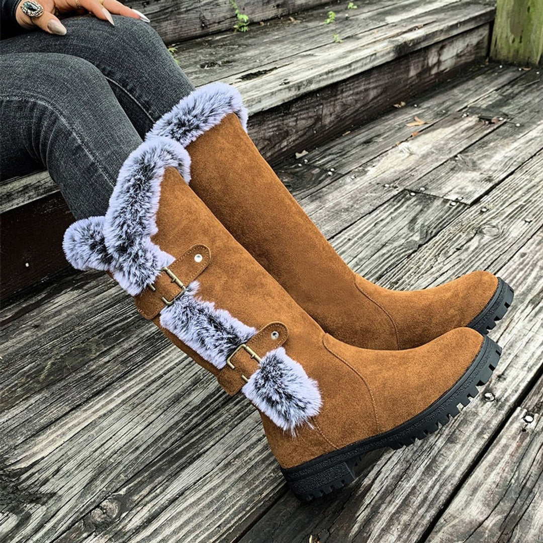 PERRETTE | WOMEN'S FUR TRIM KNEE HIGH BOOTS 4