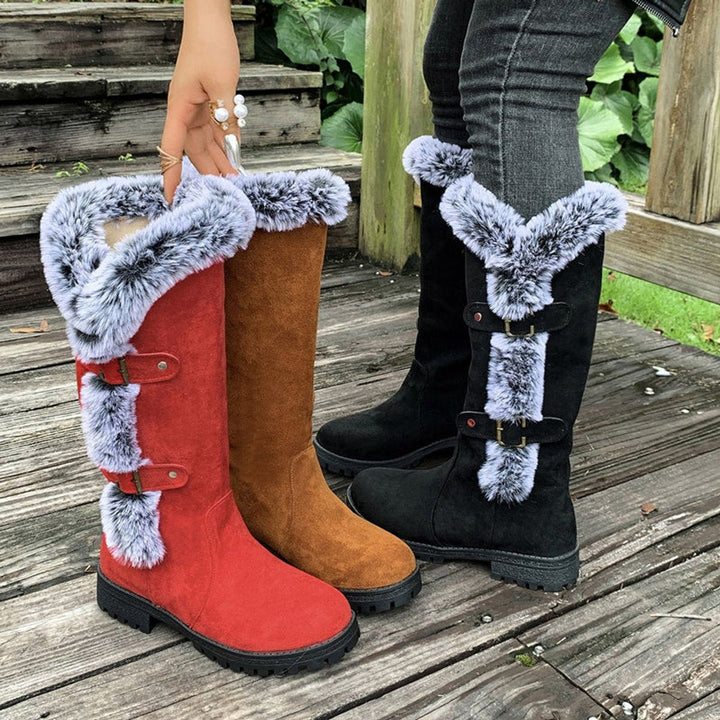 PERRETTE | WOMEN'S FUR TRIM KNEE HIGH BOOTS 6