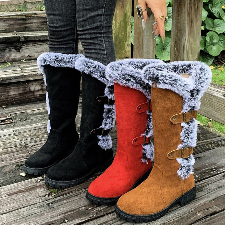 PERRETTE | WOMEN'S FUR TRIM KNEE HIGH BOOTS 8