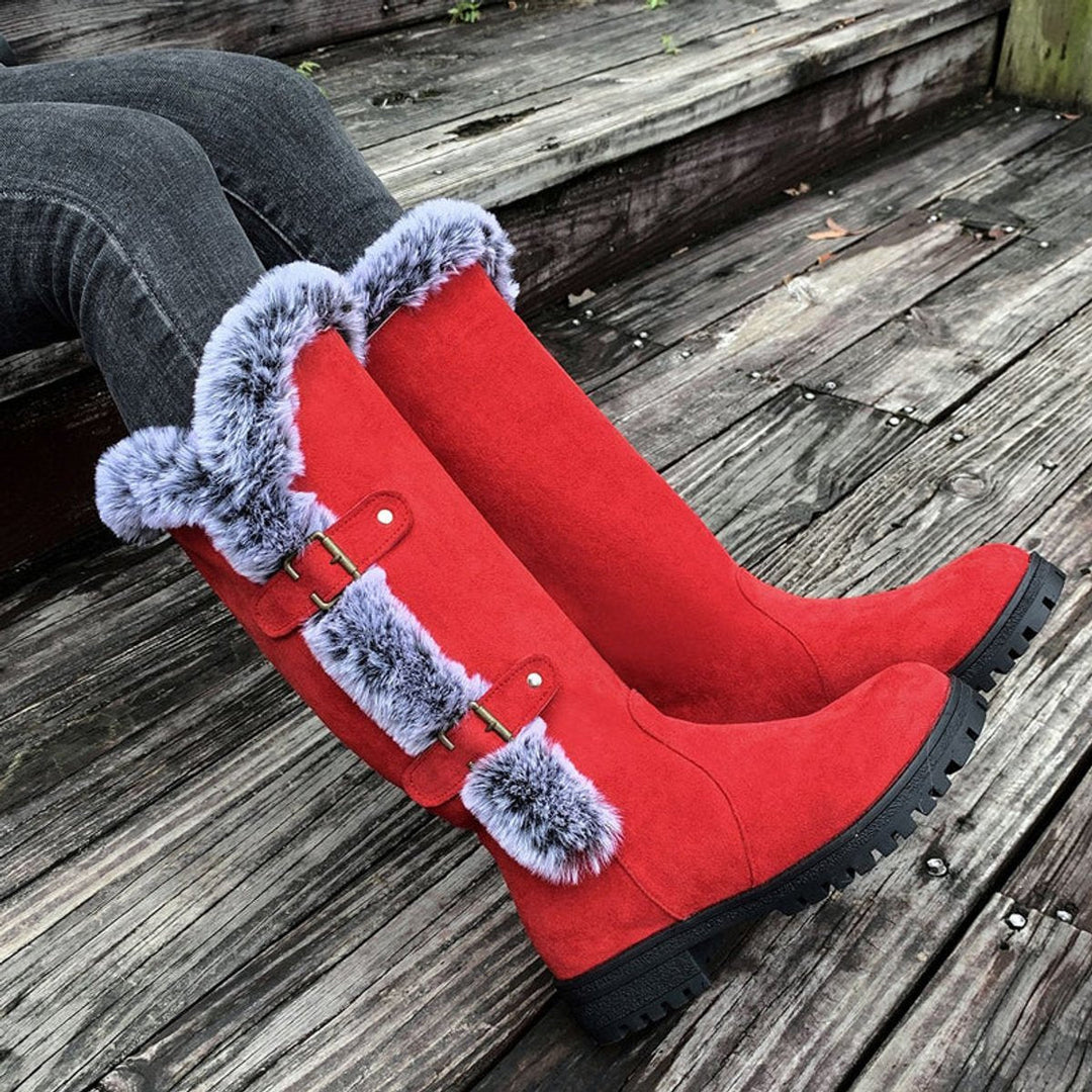 PERRETTE | WOMEN'S FUR TRIM KNEE HIGH BOOTS 9