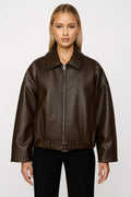 Perrine | Women's Belted Faux Leather Jacket