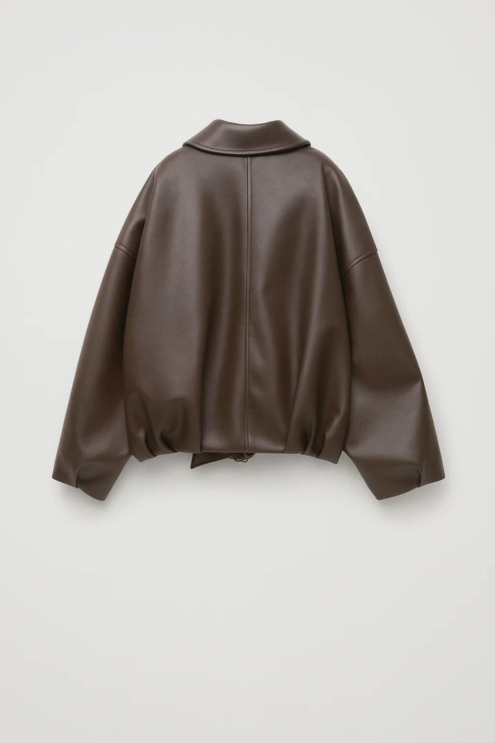 PERRINE - OVERSIZED BELTED FAUX LEATHER JACKET 4