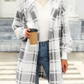 PHILOMENE | WOMEN'S LONG PLAID COAT HOODED CARDIGAN