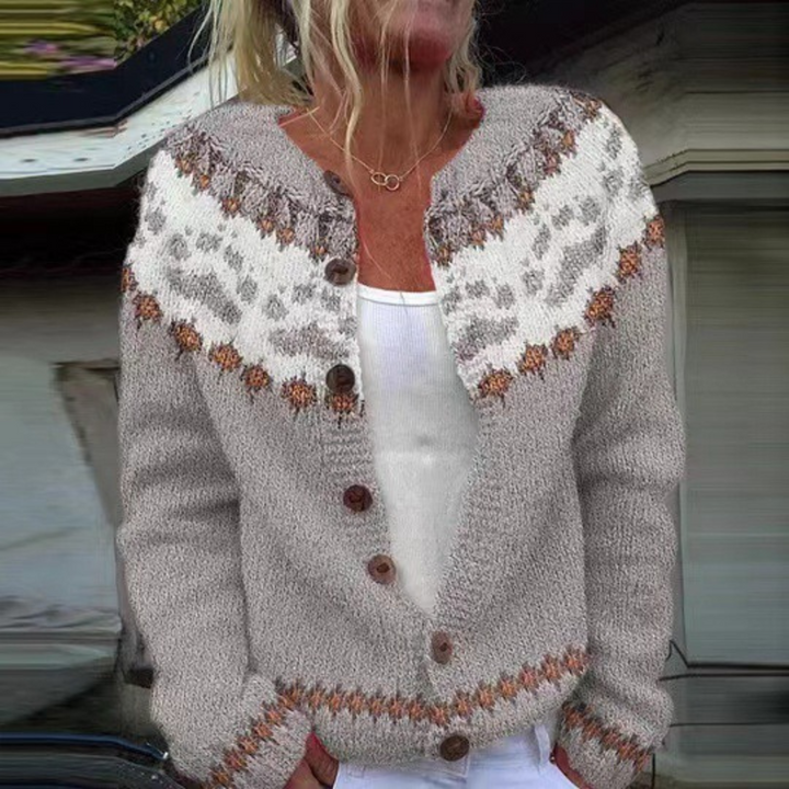 PIA | WOMEN'S FLORAL CARDIGAN SWEATER FAIR ISLE KNIT BUTTON 1