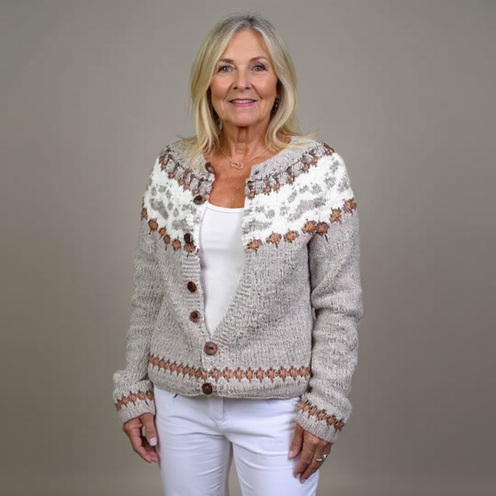 PIA | WOMEN'S FLORAL CARDIGAN SWEATER FAIR ISLE KNIT BUTTON 2