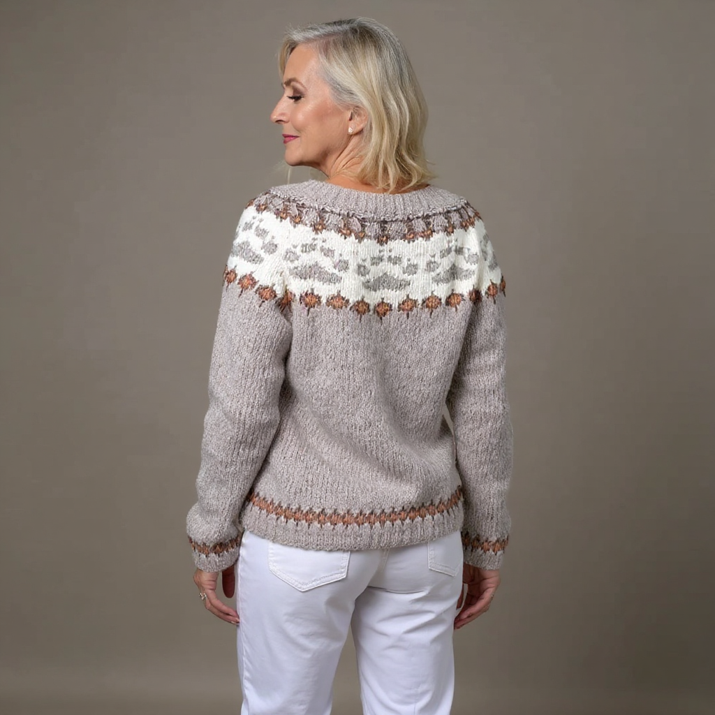 PIA | WOMEN'S FLORAL CARDIGAN SWEATER FAIR ISLE KNIT BUTTON 3