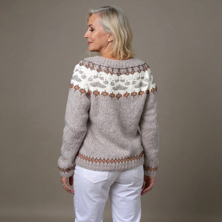 PIA | WOMEN'S FLORAL CARDIGAN SWEATER FAIR ISLE KNIT BUTTON 3