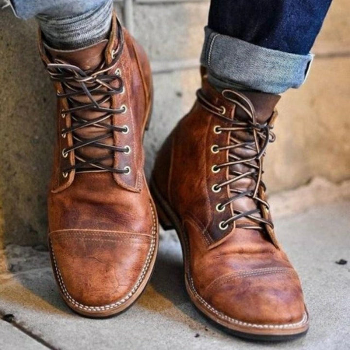 PIERCE - CAP TOE LACE-UP LEATHER BOOTS 1