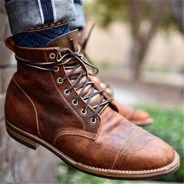 PIERCE - CAP TOE LACE-UP LEATHER BOOTS 2