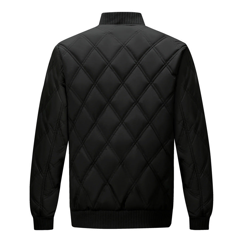 Men's Diamond Quilted Fleece Bomber – Detail View