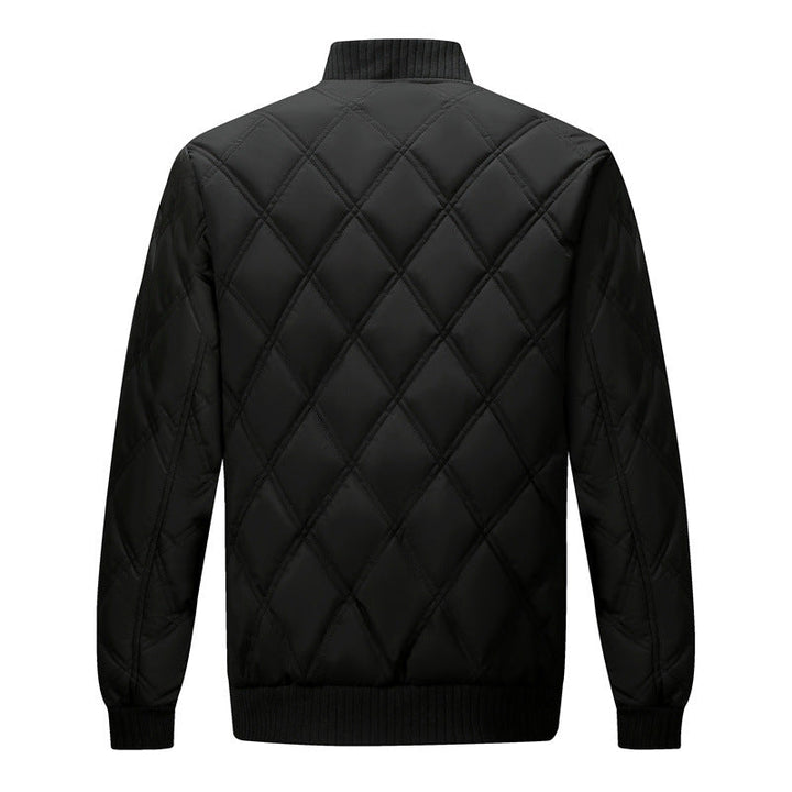 Men's Diamond Quilted Fleece Bomber – Detail View